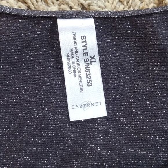 Cabernet Women's Size XL Sparkly Nylon Metallic Dark Silver Tank Top - Picture 5 of 9